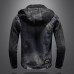 Men's Knit Hooded Denim Jacket Fashion Stitching Denim Coat