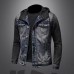 Men's Knit Hooded Denim Jacket Fashion Stitching Denim Coat