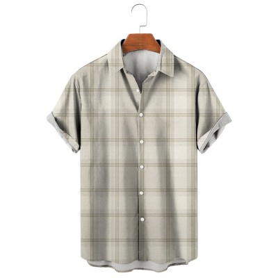 Men's Casual Plaid Print Shirt 43914792X