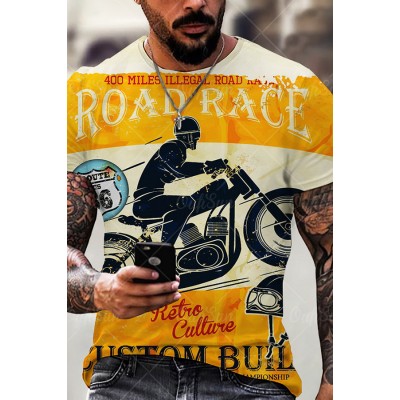 Casual Motorcycle Print T-shirt