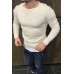 T60 Men's Round Collar Burst Shoulder Sleeve Hole Long Sleeve Sweater Sweater