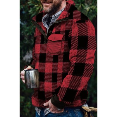 Men's winter autumn plaid double-sided plush Pullover